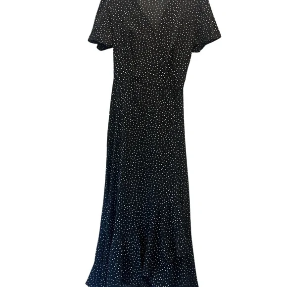 Blue High-Low Wrap Sundress with Flutter Sleeves - Picture 7 of 7